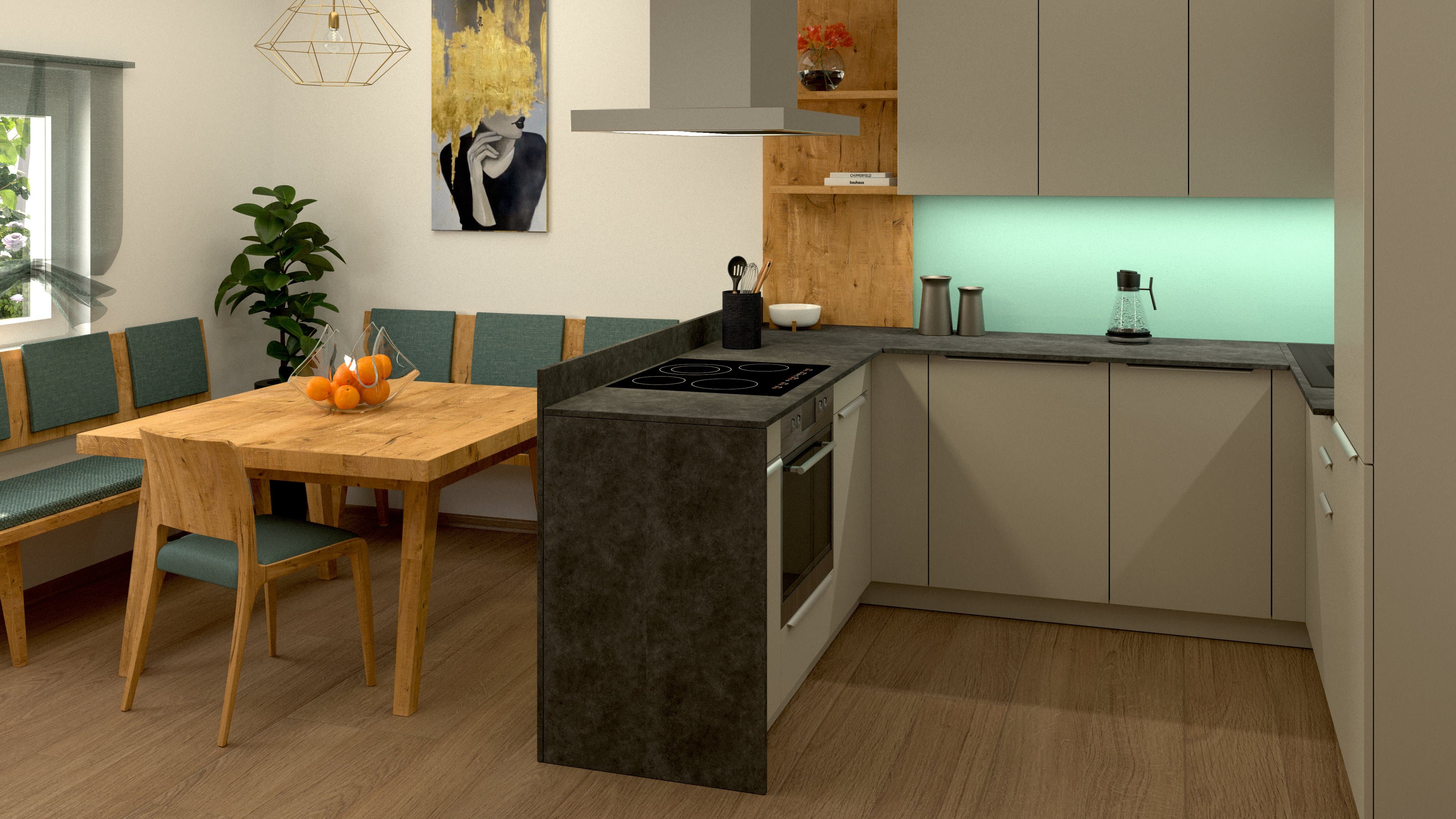 Kueche Esszimmer Render - virtuelle Raumgestaltung